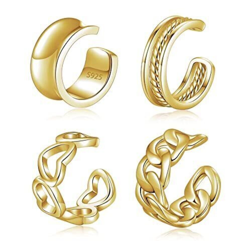4058 Ear Cuffs 18k Gold Plated 925 Sterling Silver Ear Cuffs Non Piercing